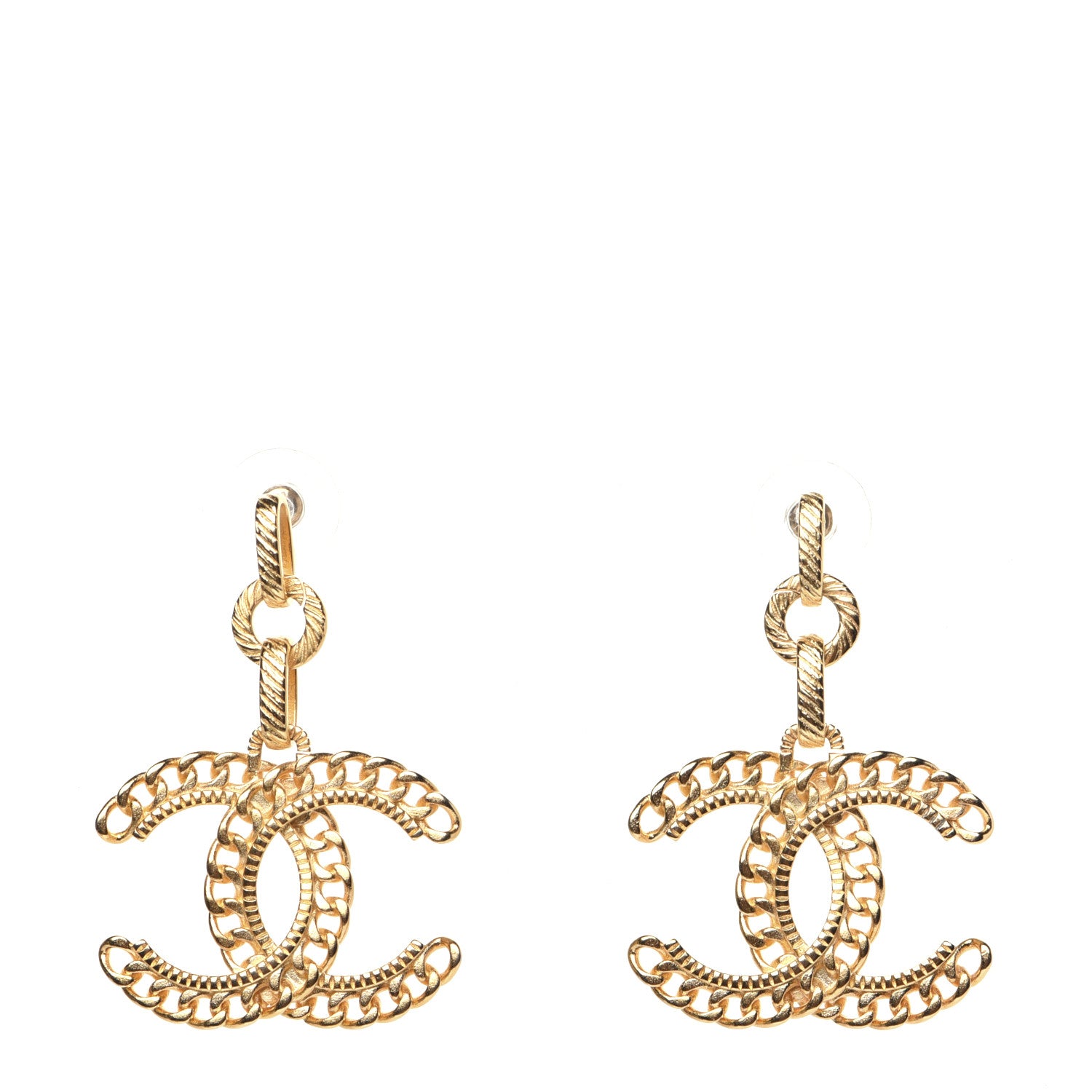 Chanel Metal CC Chain Drop Earrings Gold 1 of 9