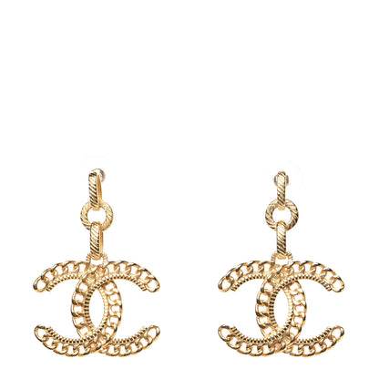 Chanel Metal CC Chain Drop Earrings Gold 1 of 9