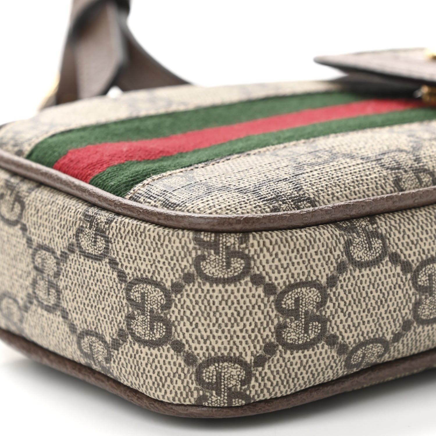 Gucci GG Supreme Monogram Web Ophidia Phone Crossbody Bag Beige New Acero 10 of 11