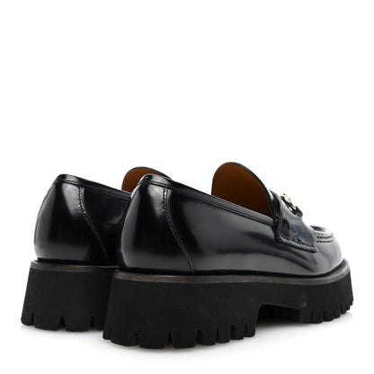 Gucci Cordovan Lux Womens Horsebit 45mm Platform Loafers 39 Black 4 of 8