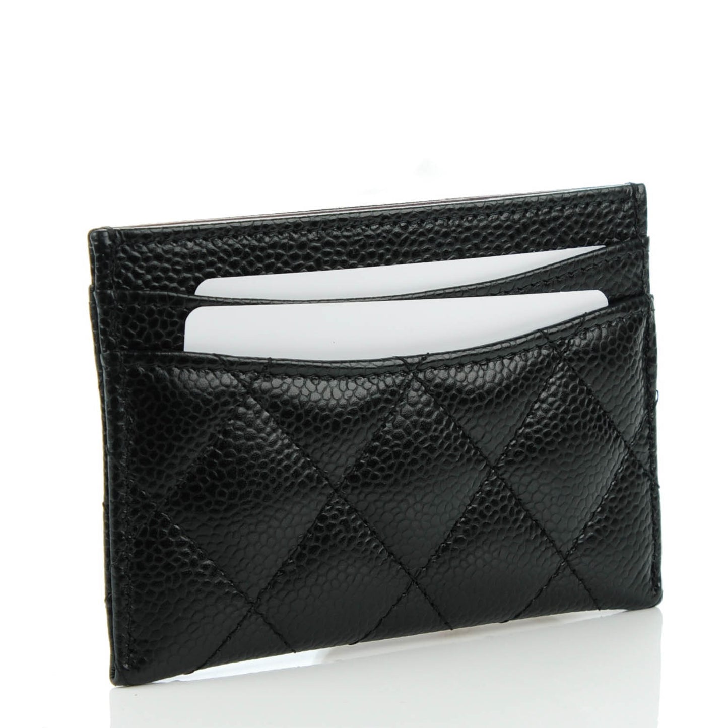 Caviar Quilted Card Holder Black