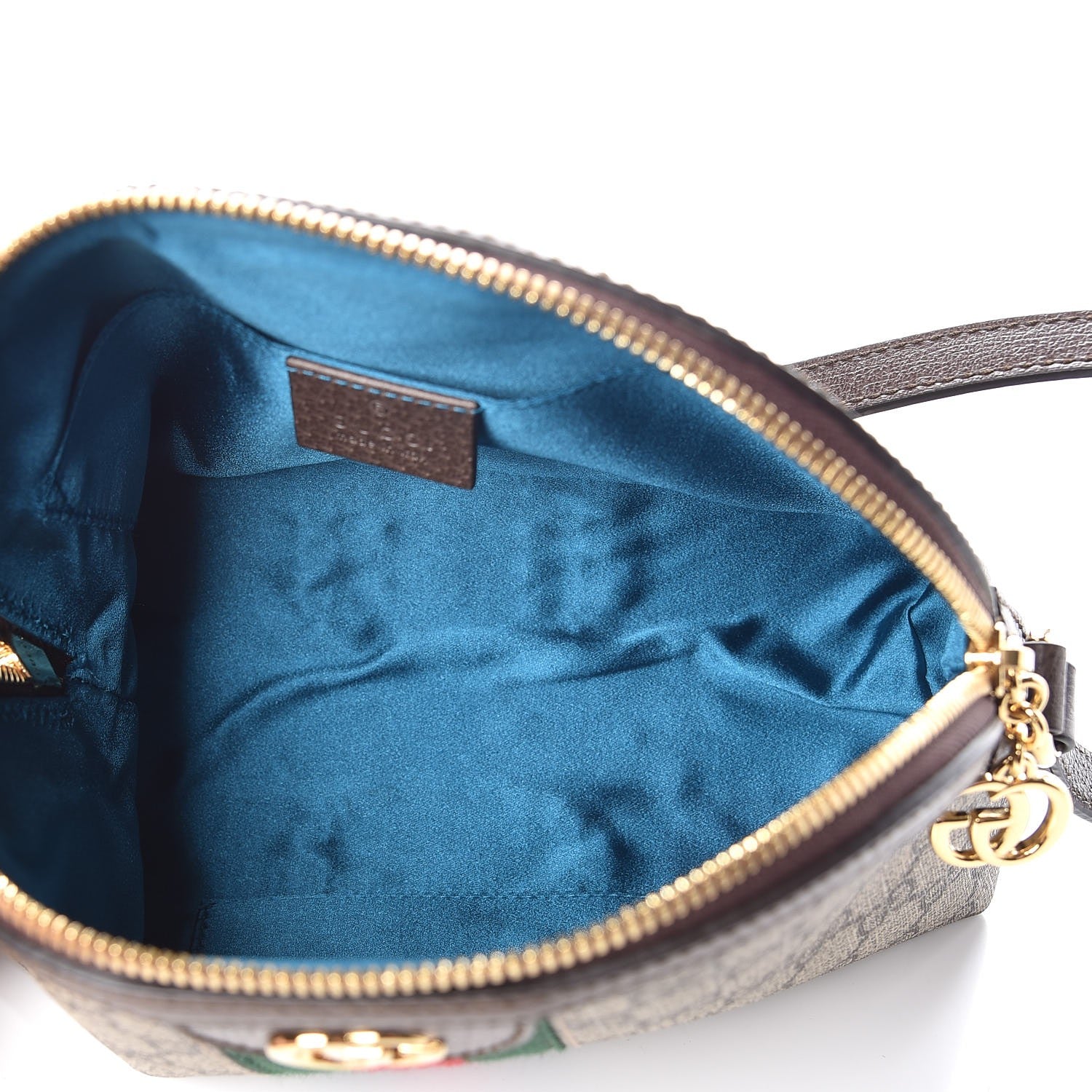 Gucci GG Supreme Monogram Textured Dollar Calfskin Web Small Ophidia Dome Shoulder Bag Beige Ebony New Acero 5 of 8