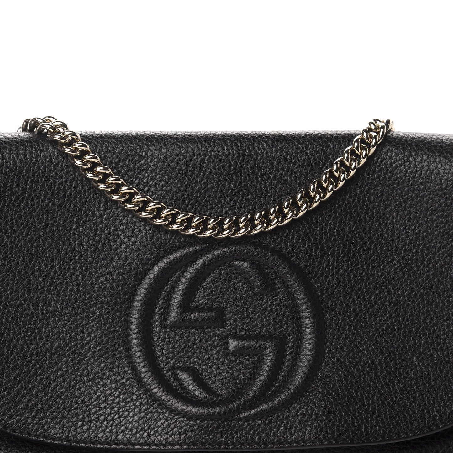 Pebbled Calfskin Medium Soho Flap Crossbody Black