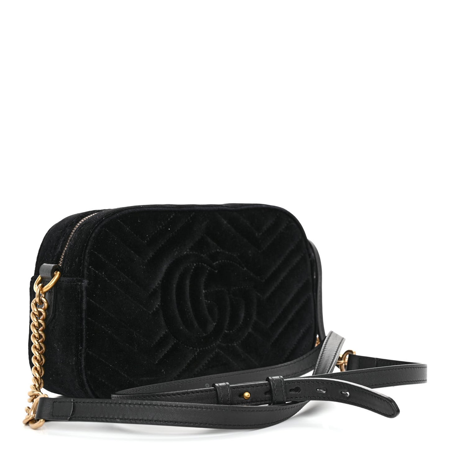 Velvet Matelasse Small GG Marmont Chain Shoulder Bag Black