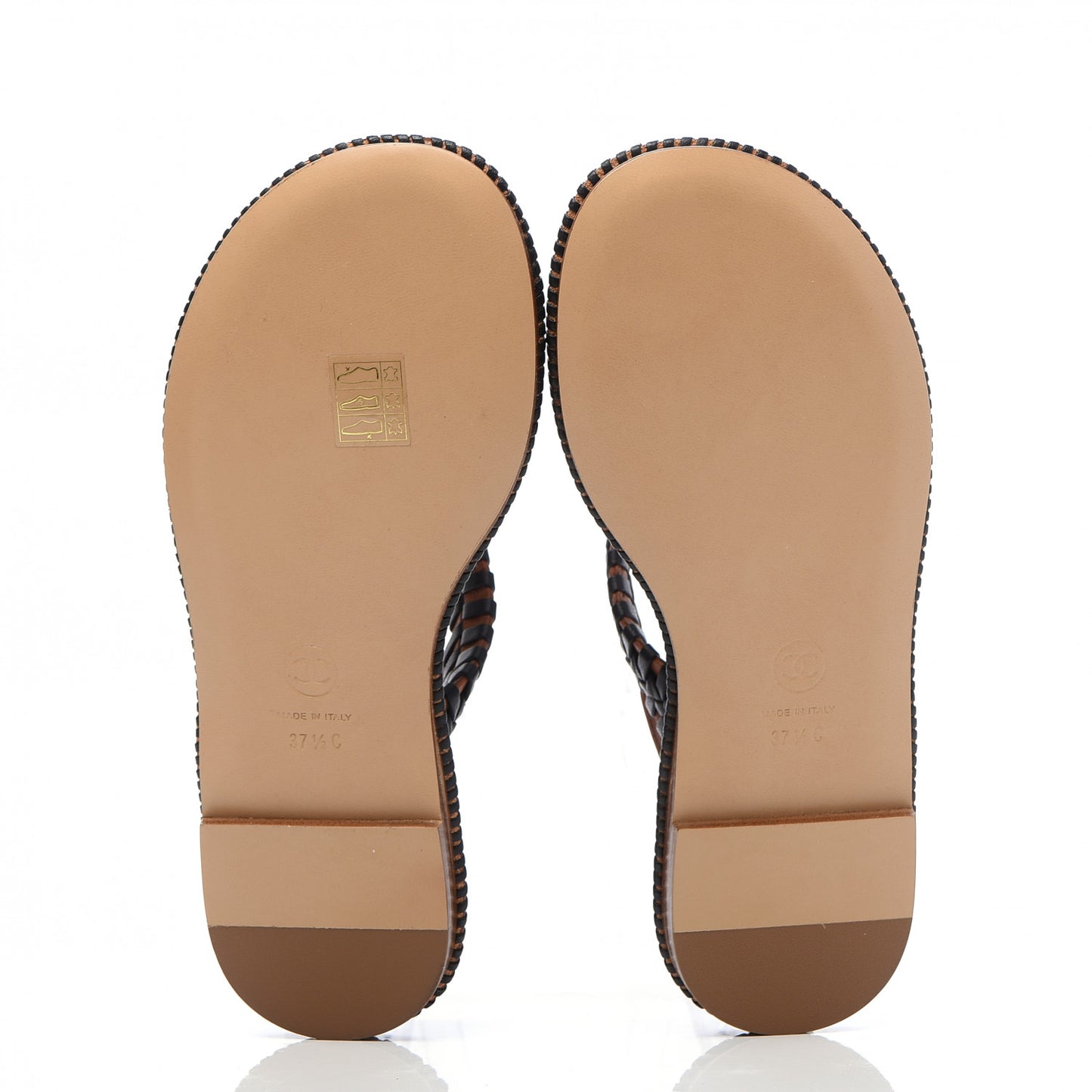 Lambskin Calfskin Braided Thong Sandals Black Brown