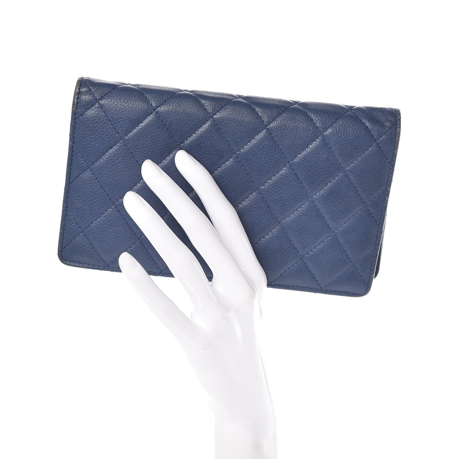 Chanel Caviar Quilted Yen Wallet Blue 2 of 10