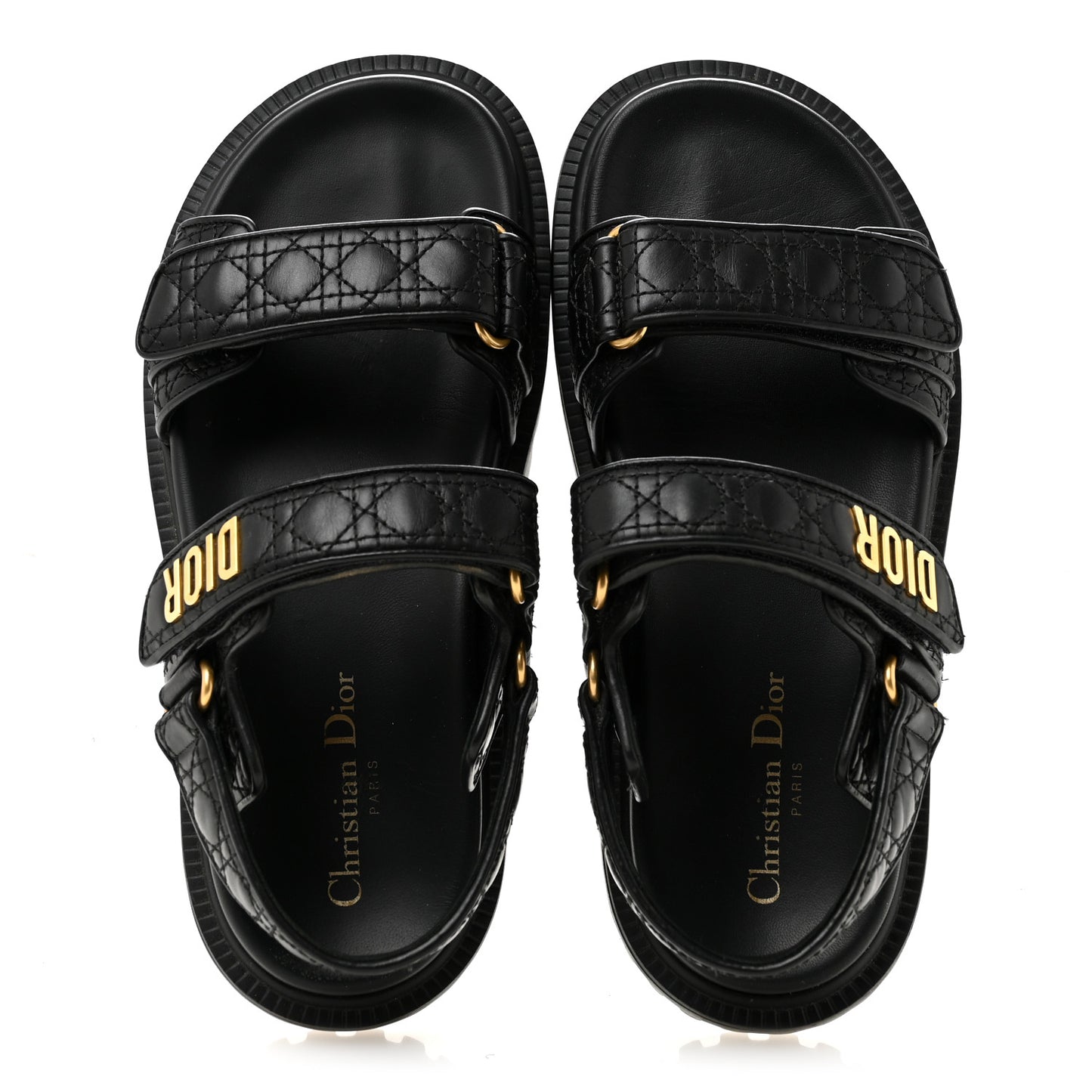 Calfskin Cannage Dioract 10mm Sandals 38.5 Black