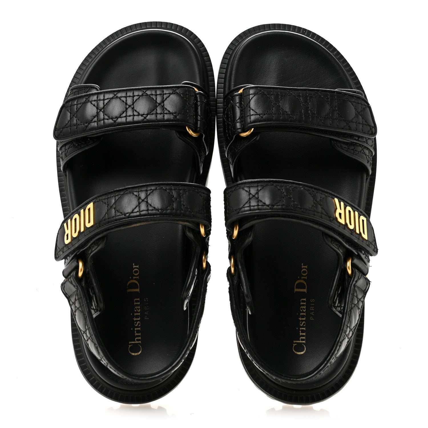 Christian Dior Calfskin Cannage Dioract 10mm Sandals 38.5 Black 2 of 11