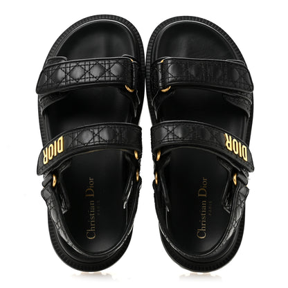 Christian Dior Calfskin Cannage Dioract 10mm Sandals 38.5 Black 2 of 11