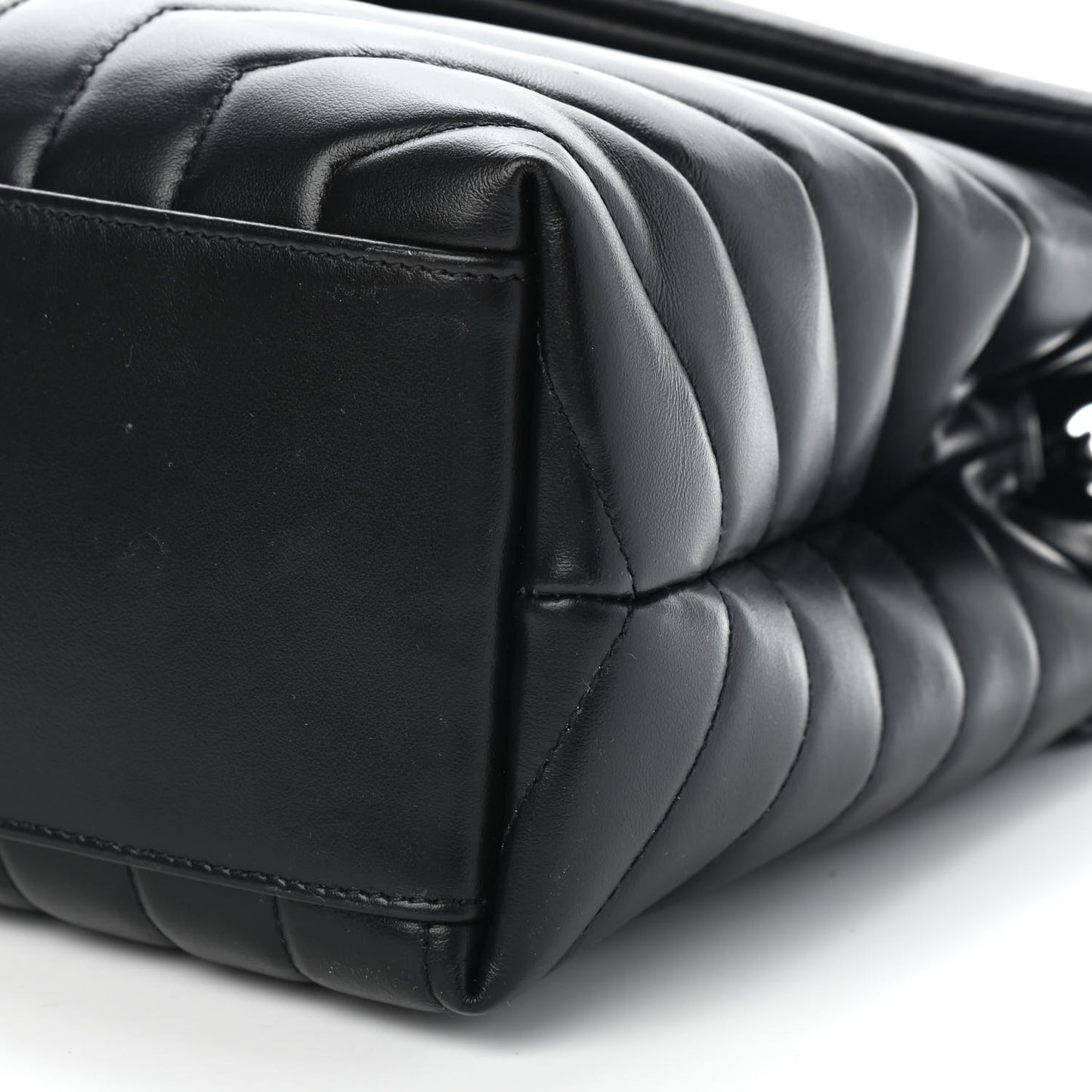 Calfskin Y Quilted Monogram Medium Loulou Chain Satchel Black