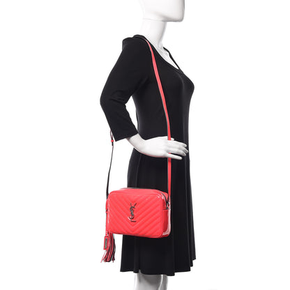 Saint Laurent Patent Calfskin Matelasse Monogram Lou Camera Bag Neon Pink 2 of 9