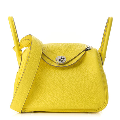 Hermes Taurillon Clemence Mini Lindy 20 Lime 1 of 15
