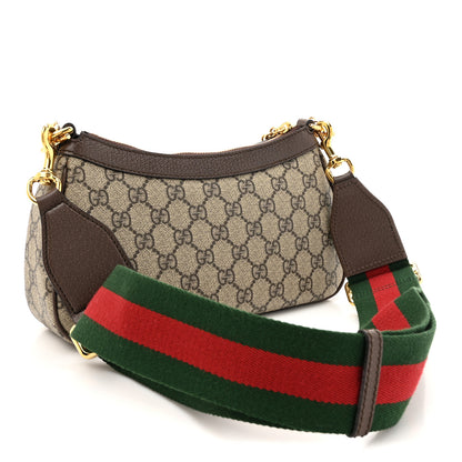 Gucci GG Supreme Monogram Textured Dollar Calfskin Web Small Ophidia GG Handbag Beige Ebony New Acero 3 of 12