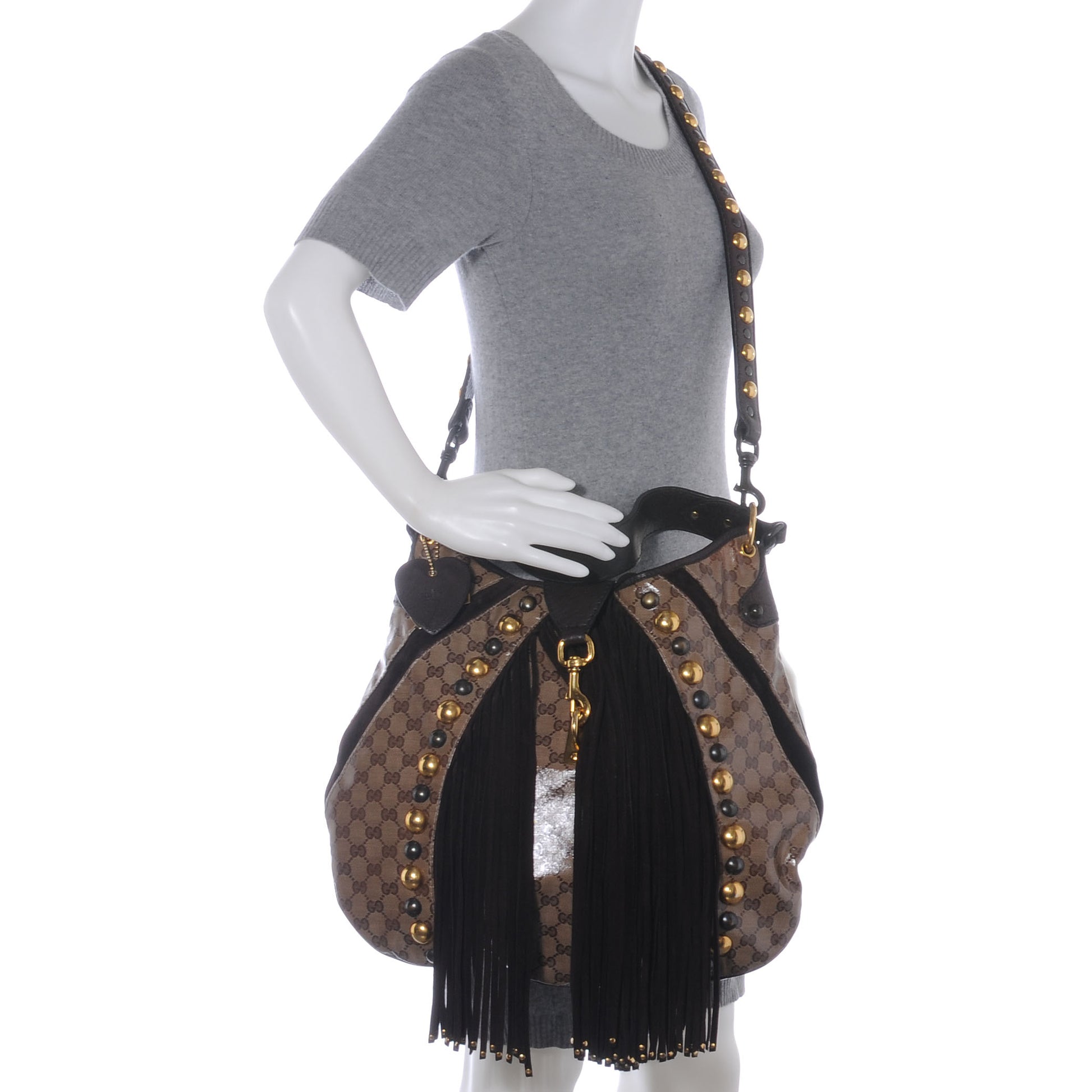 Gucci Crystal Monogram Fringe Babouska Hobo 2 of 7