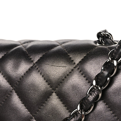 Chanel Metallic Lambskin Quilted Jumbo Single Flap Dark Grey 11 of 11