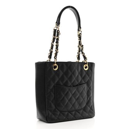 Chanel Caviar Quilted Petit Shopping Tote PST Black 3 of 10