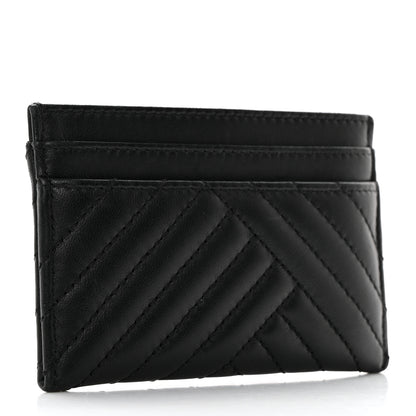 Chanel Lambskin Chevron Quilted Card Holder So Black 3 of 8