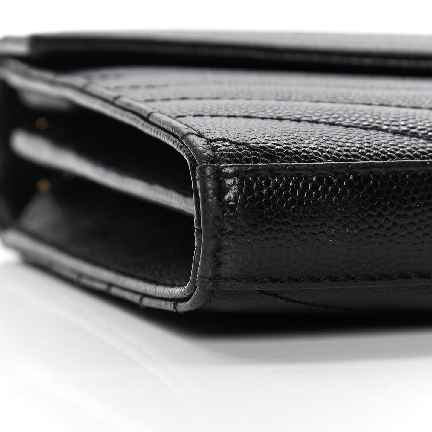Grain De Poudre Matelasse Chevron Monogram Chain Wallet Black