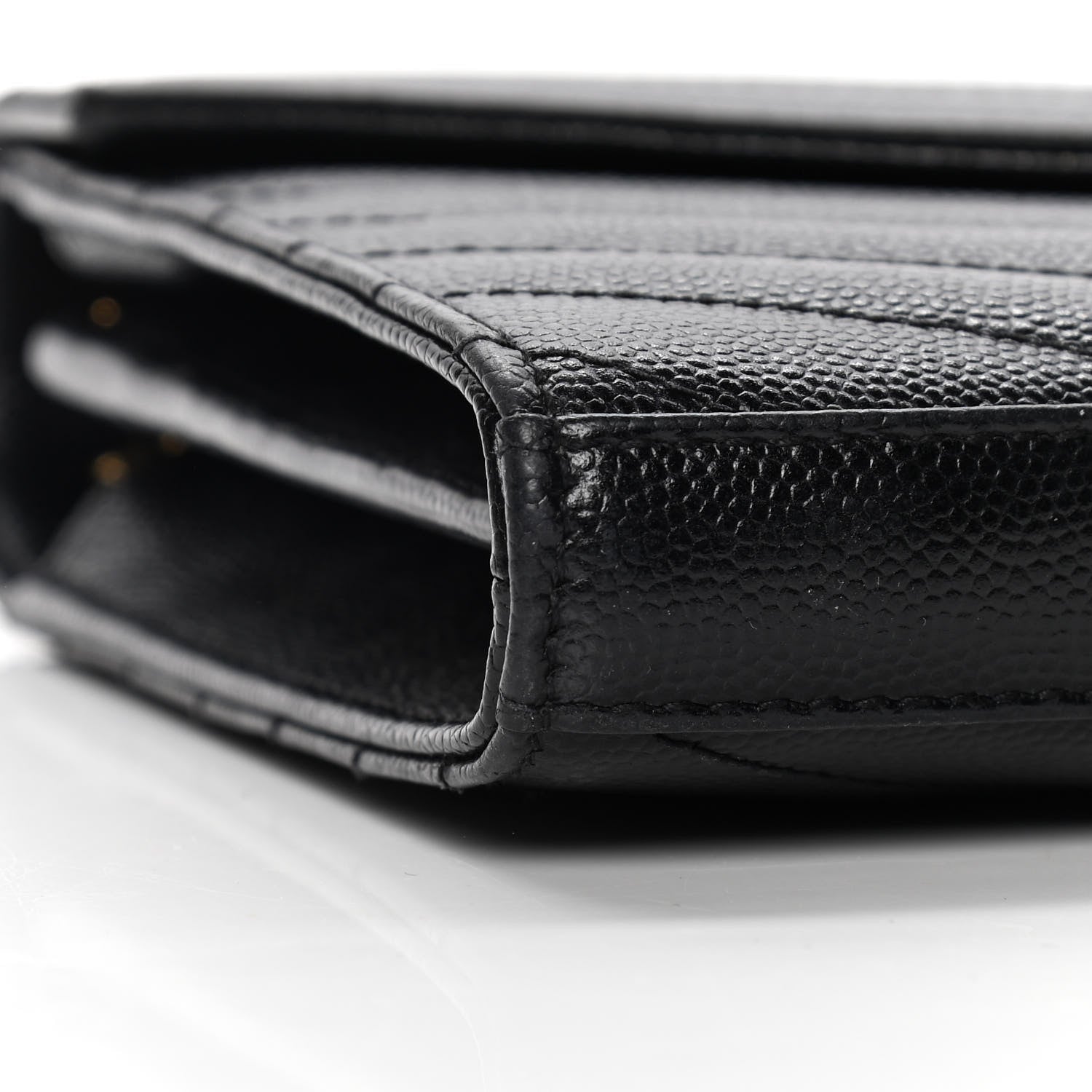 Saint Laurent Grain De Poudre Matelasse Chevron Monogram Chain Wallet Black 5 of 9