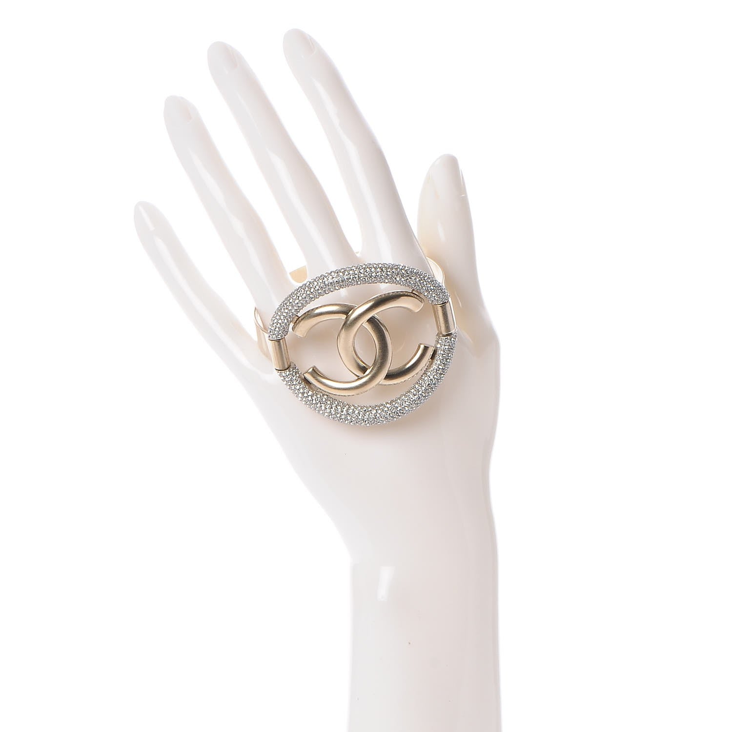 Chanel Crystal CC Cuff Gold 2 of 5