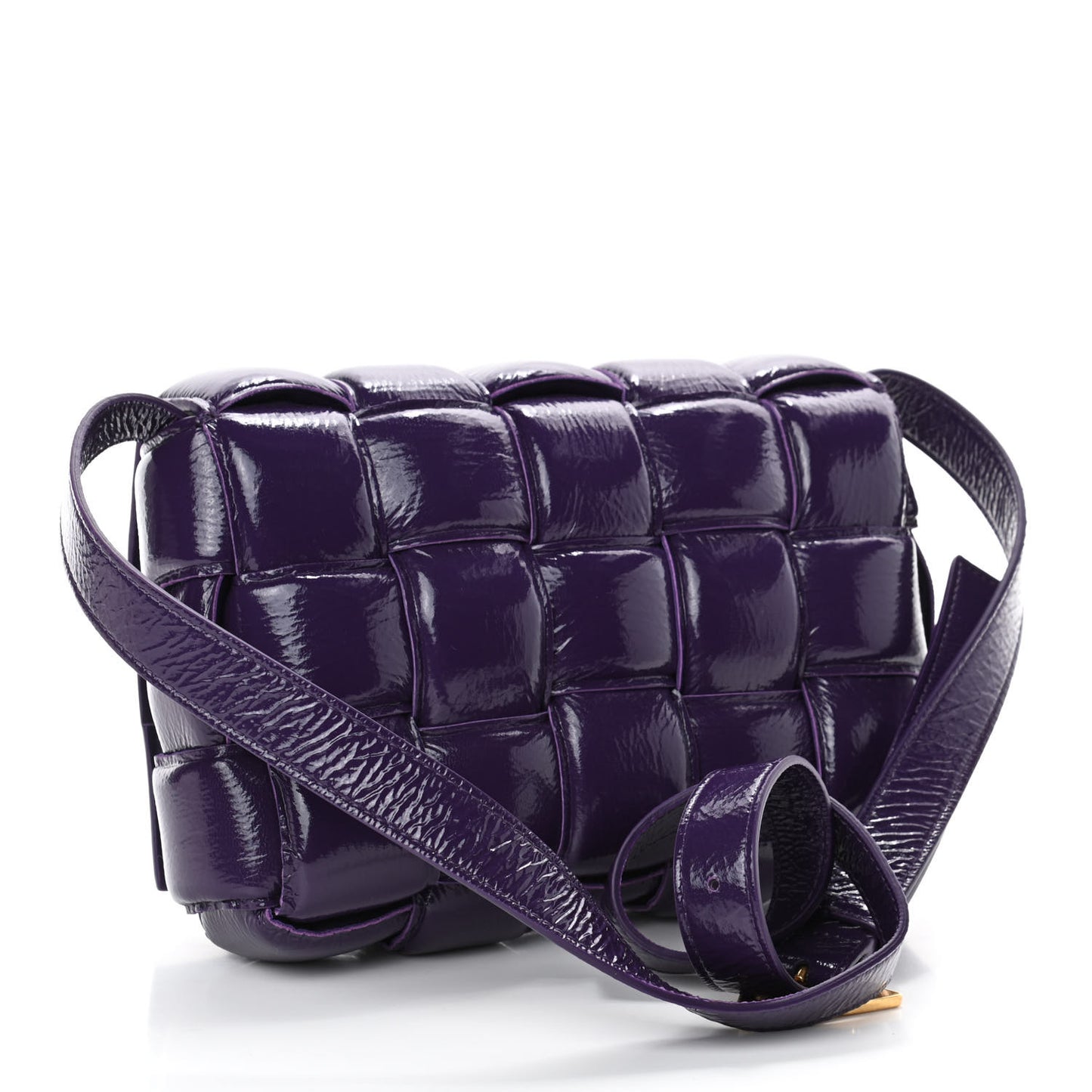 Textured Deerskin Maxi Intrecciato Padded Cassette Crossbody Bag Raisin