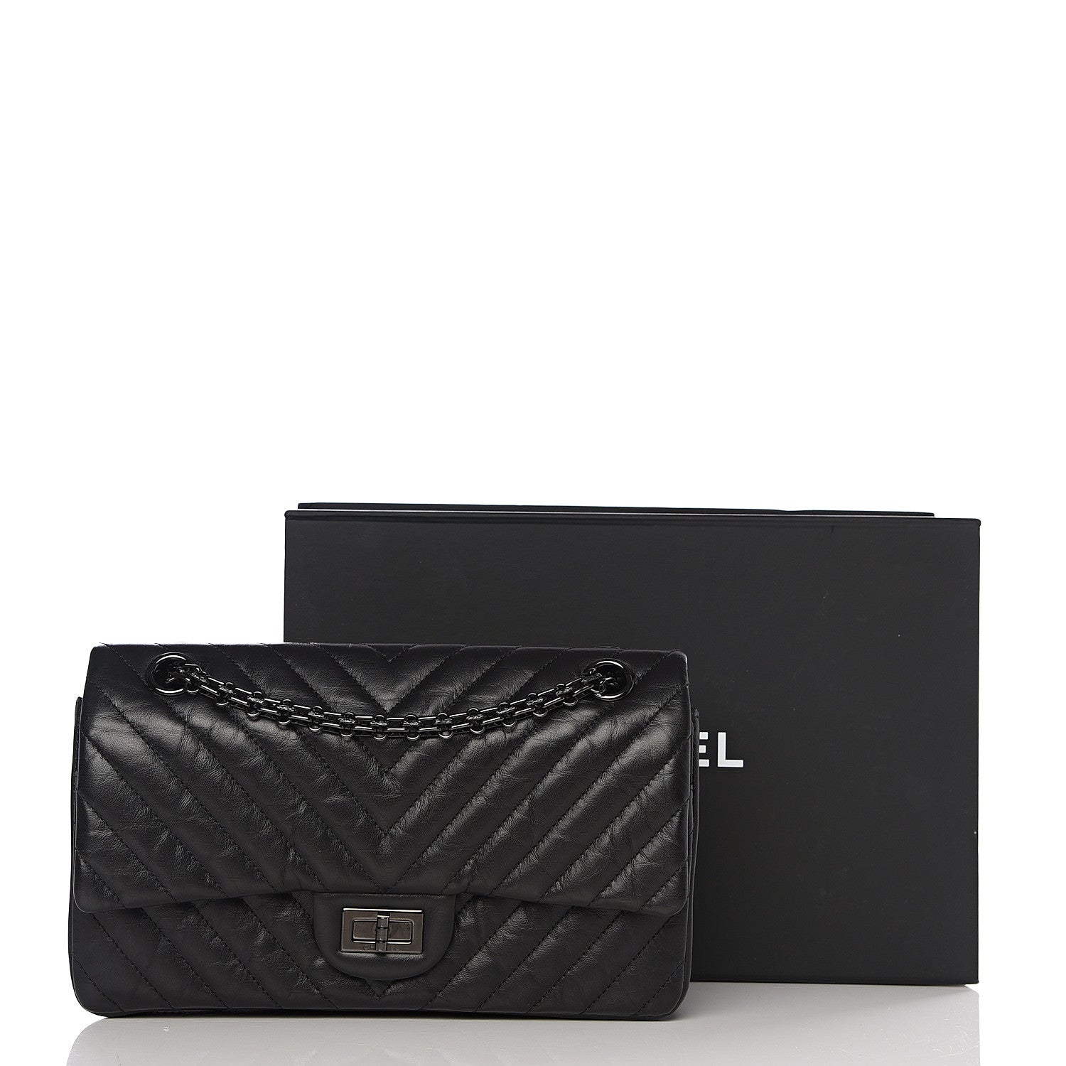 Chanel Aged Calfskin Chevron Quilted 2.55 Reissue 225 Flap So Black 10 of 10