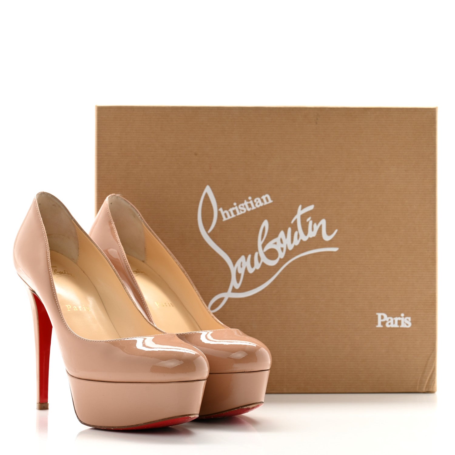 Christian Louboutin Patent Bianca 120 Pumps 36.5 Nude 1623751