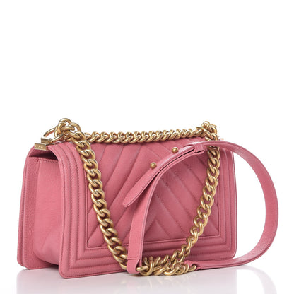 Chanel Caviar Chevron Quilted Medium Boy Flap Pink 3 of 8