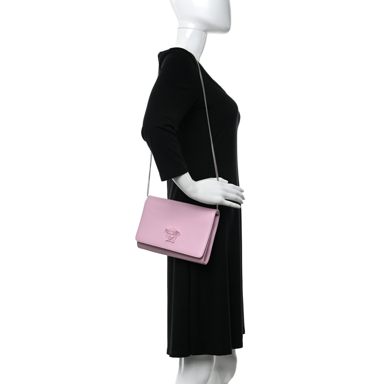 Versace Calfskin Palazzo Chain Evening Bag Pink 3 of 13