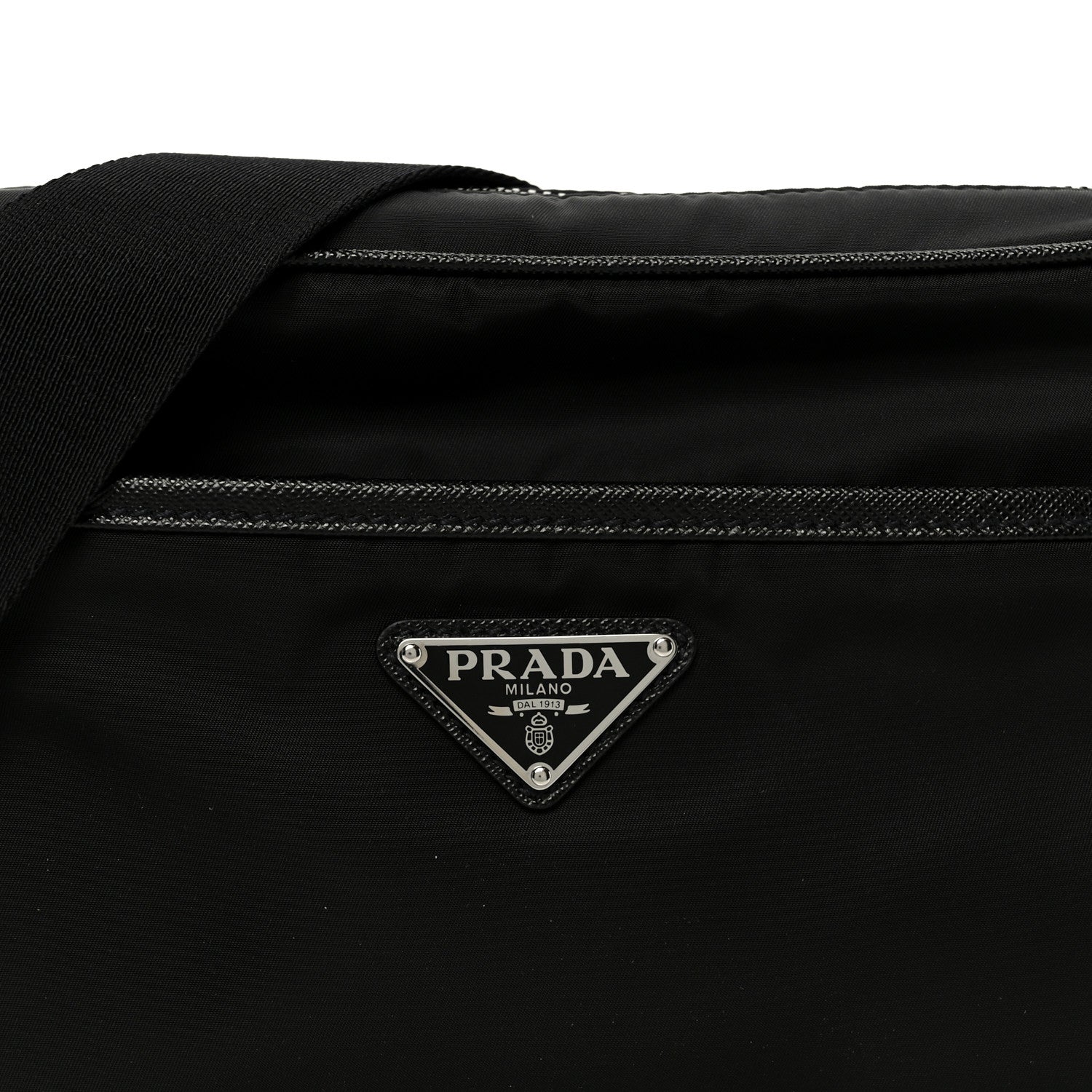 Prada Tessuto Saffiano Pocket Double Zip Shoulder Bag Black 7 of 9