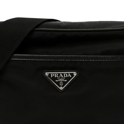 Prada Tessuto Saffiano Pocket Double Zip Shoulder Bag Black 7 of 9