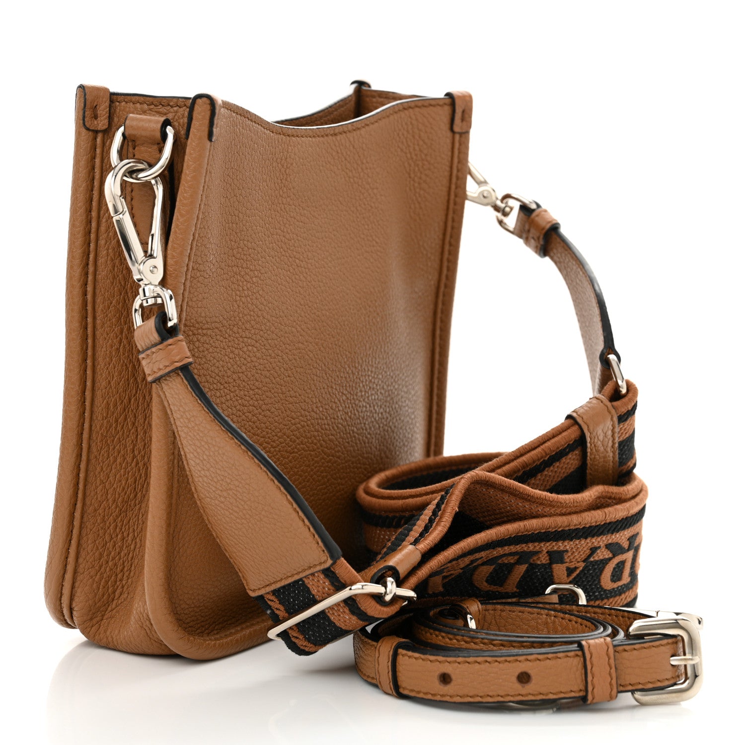 Prada Vitello Daino Soft Mini Hobo Messenger Bag Caramel 3 of 11