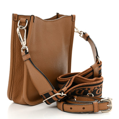 Prada Vitello Daino Soft Mini Hobo Messenger Bag Caramel 3 of 11