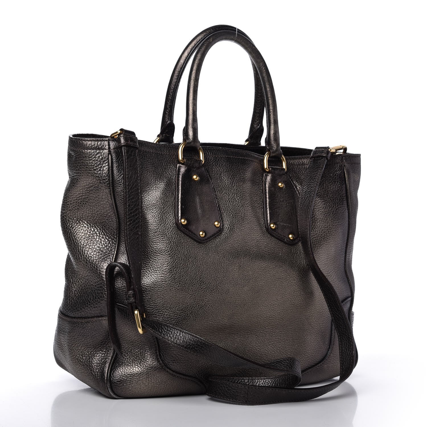 Prada Vitello Daino Tote Piombo 3 of 10