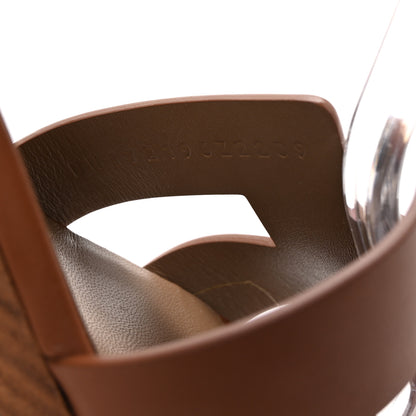 Hermes Calfskin Legend Wedge Sandals 39.5 Gold 9 of 10