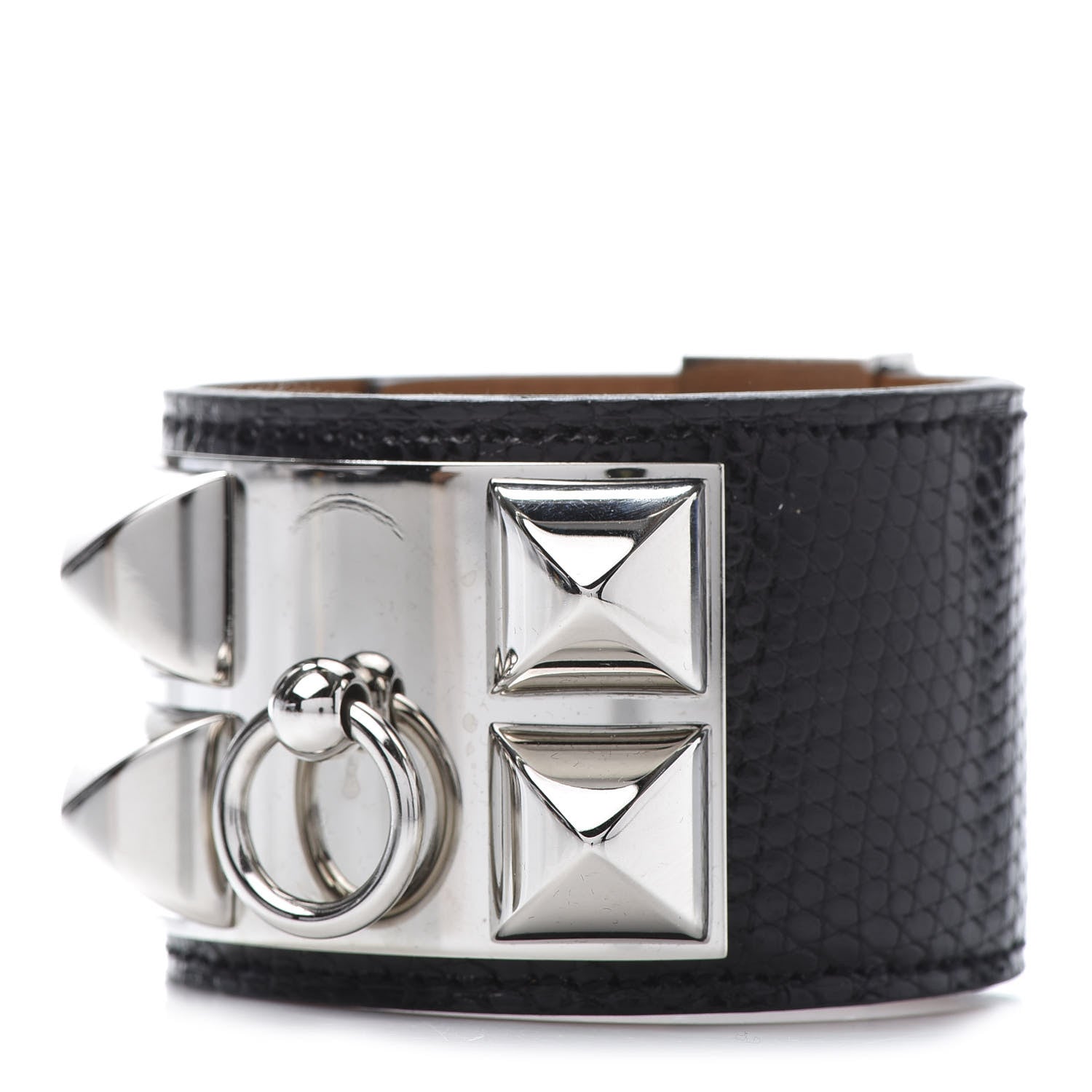 Hermes Lizard Collier De Chien CDC Bracelet T2 Black 1 of 9
