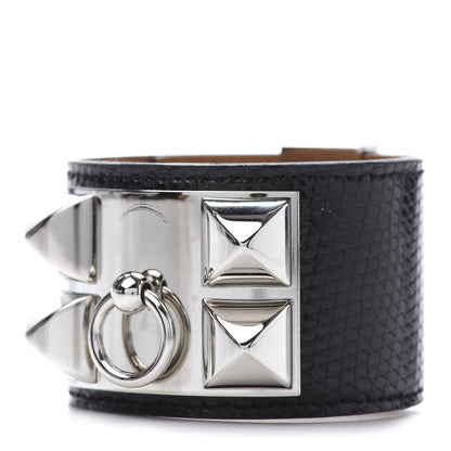 Hermes Lizard Collier De Chien CDC Bracelet T2 Black 1 of 9
