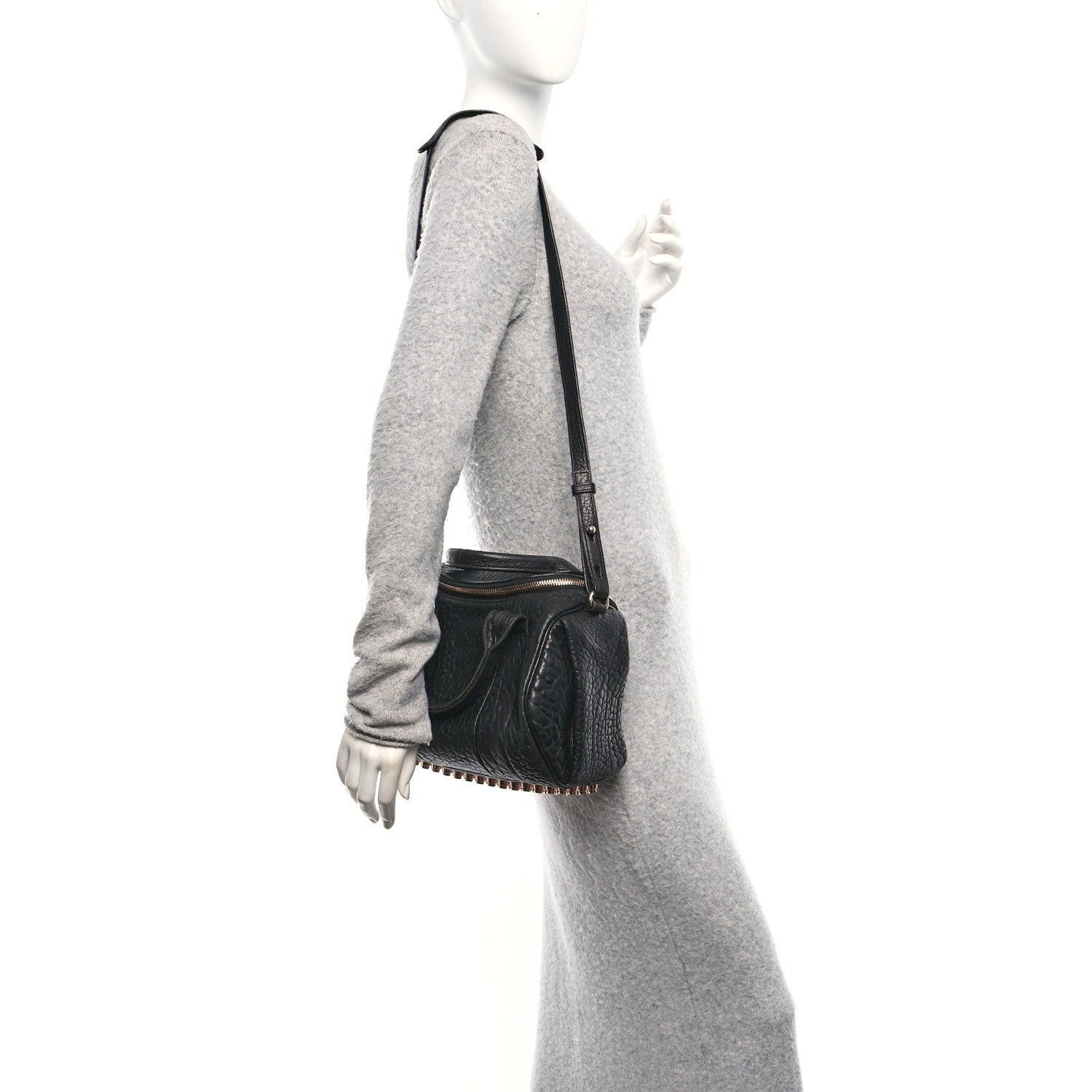 Alexander Wang Pebbled Lambskin Rockie Black Rose Gold Hardware