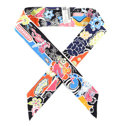 Hermes Silk Bingata Twilly Black Red Multicolor 1 of 4