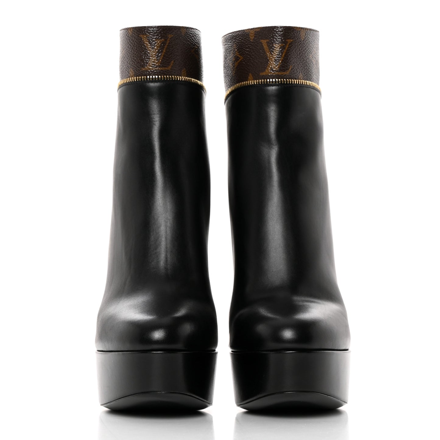 Calfskin Monogram Afterglow Platform Ankle Boots 38 Black