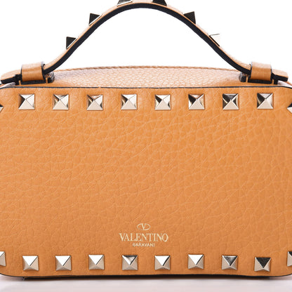 Valentino Garavani Pebbled Calfskin Rockstud Slip Handle Wristlet Zip Clutch Orange 8 of 9