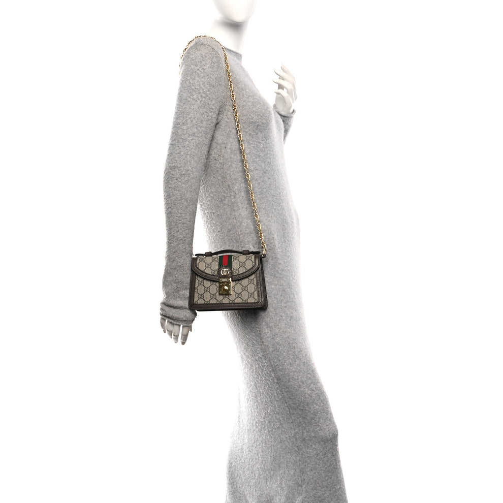 Gucci GG Supreme Monogram Textured Dollar Calfskin Web Mini Ophidia ...