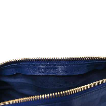 Loewe Lambskin Pleated Bracelet Pouch Chain Shoulder Bag Blue 6 of 9