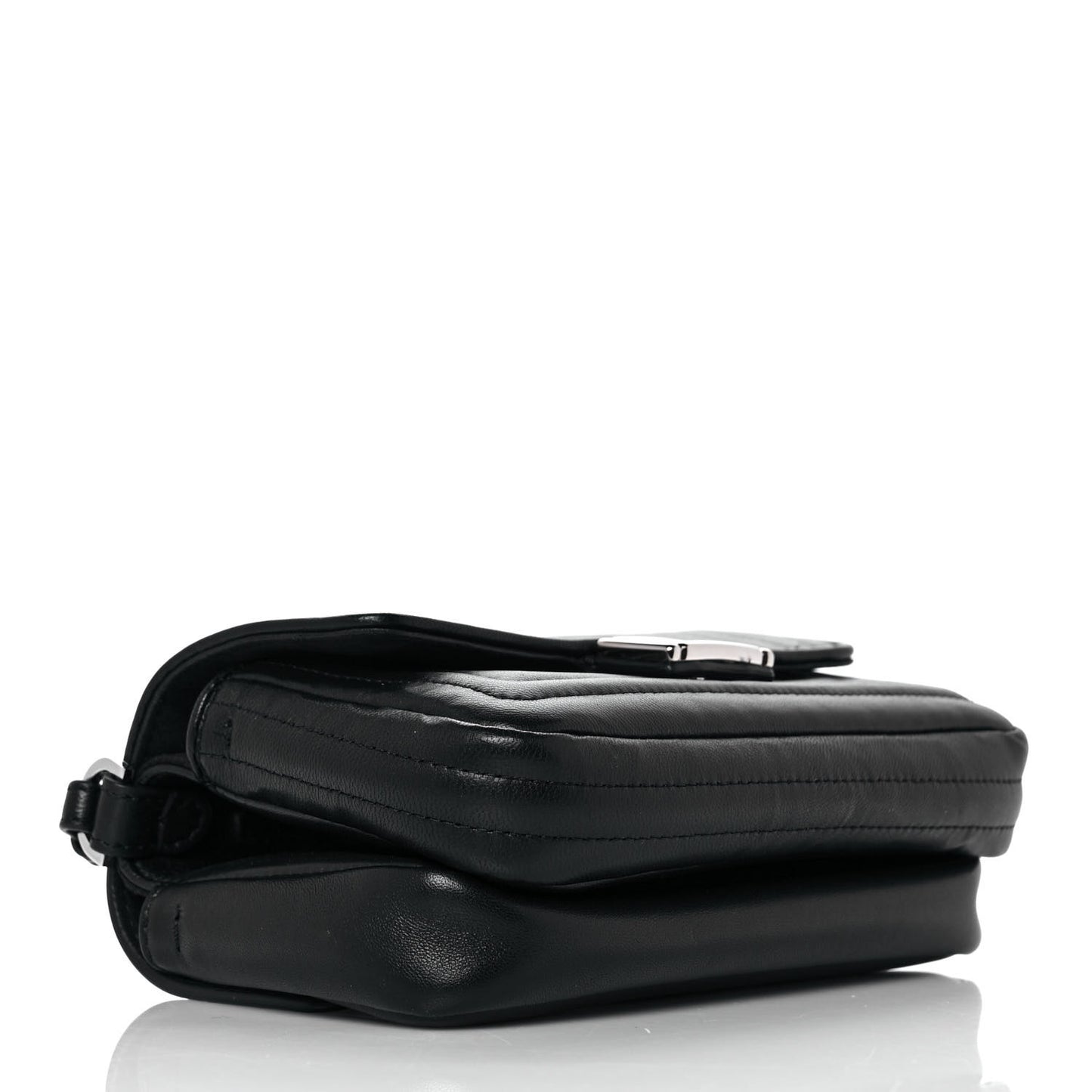 Shiny Nappa Trapuntata Micro Double Baguette Black