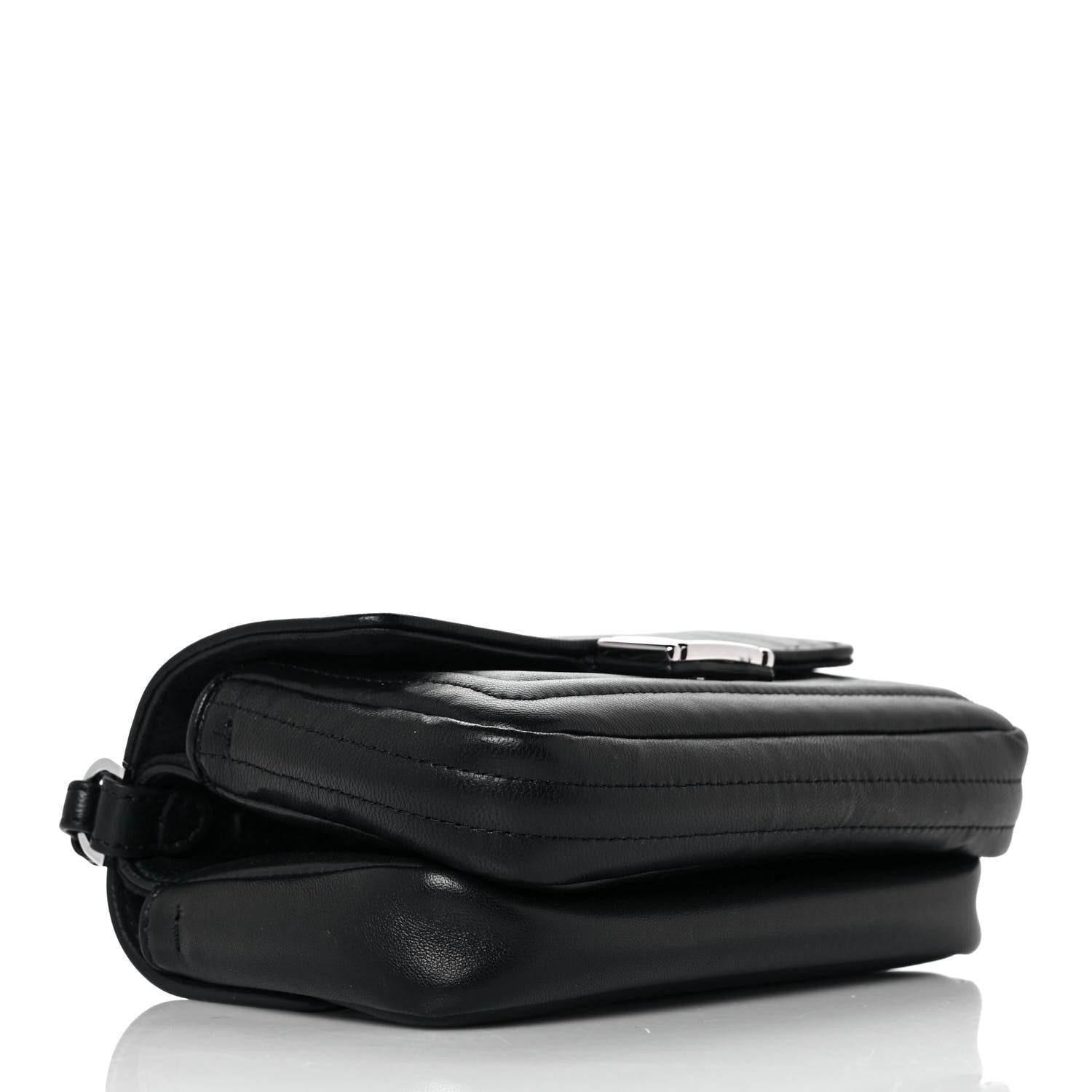 Fendi Shiny Nappa Trapuntata Micro Double Baguette Black 4 of 10