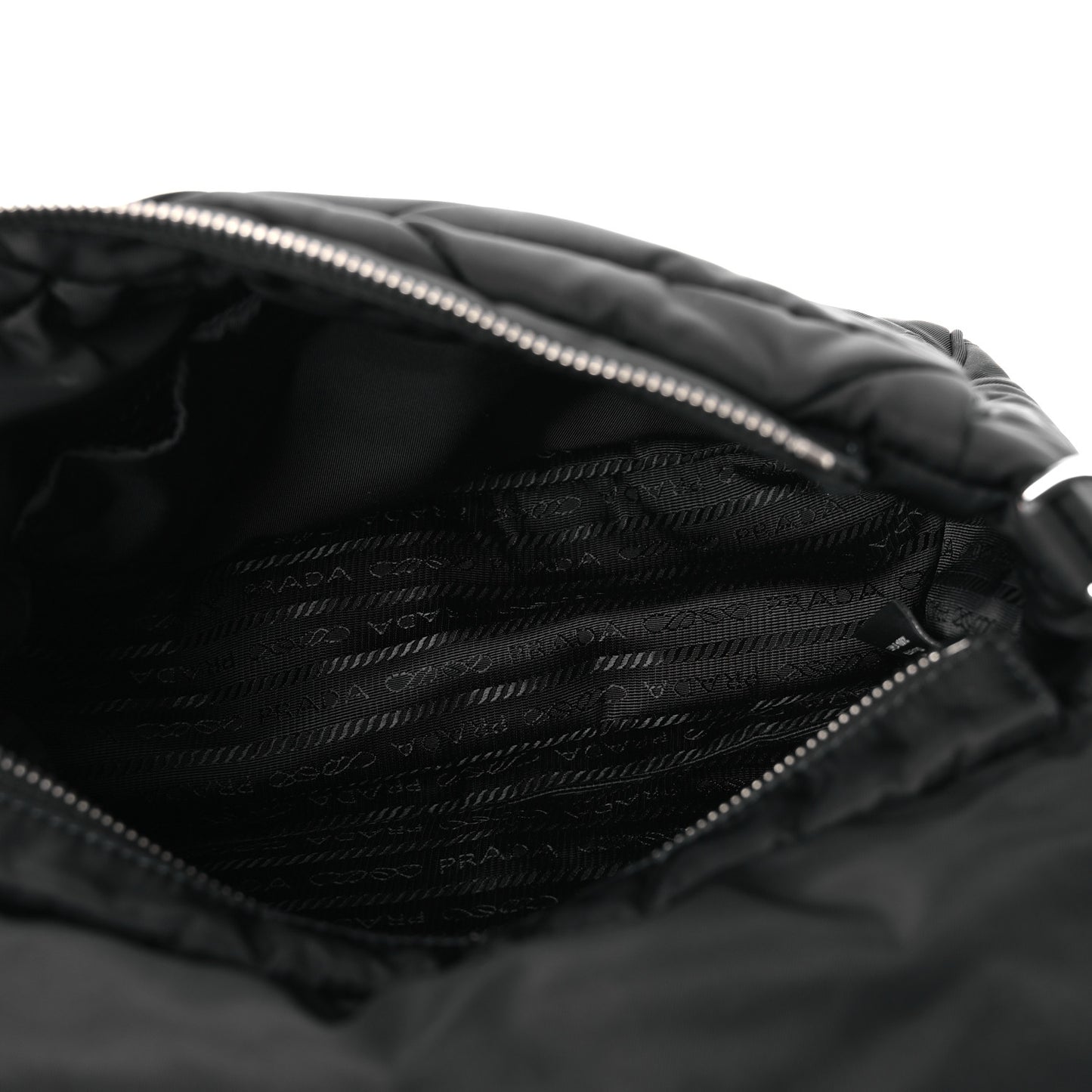 Re-Nylon Quilted Padded Flap Shoulder Bag Black