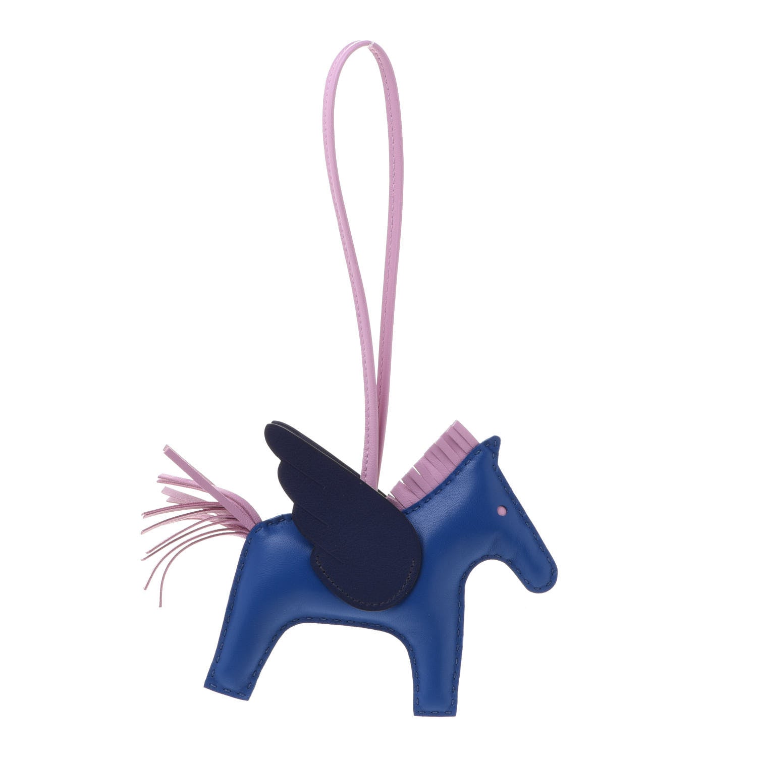 Hermes Milo Lambskin Grigri Rodeo Pegase Horse Bag Charm MM Bleu France Mauve Sylvestre Bleu Saphir 2 of 5