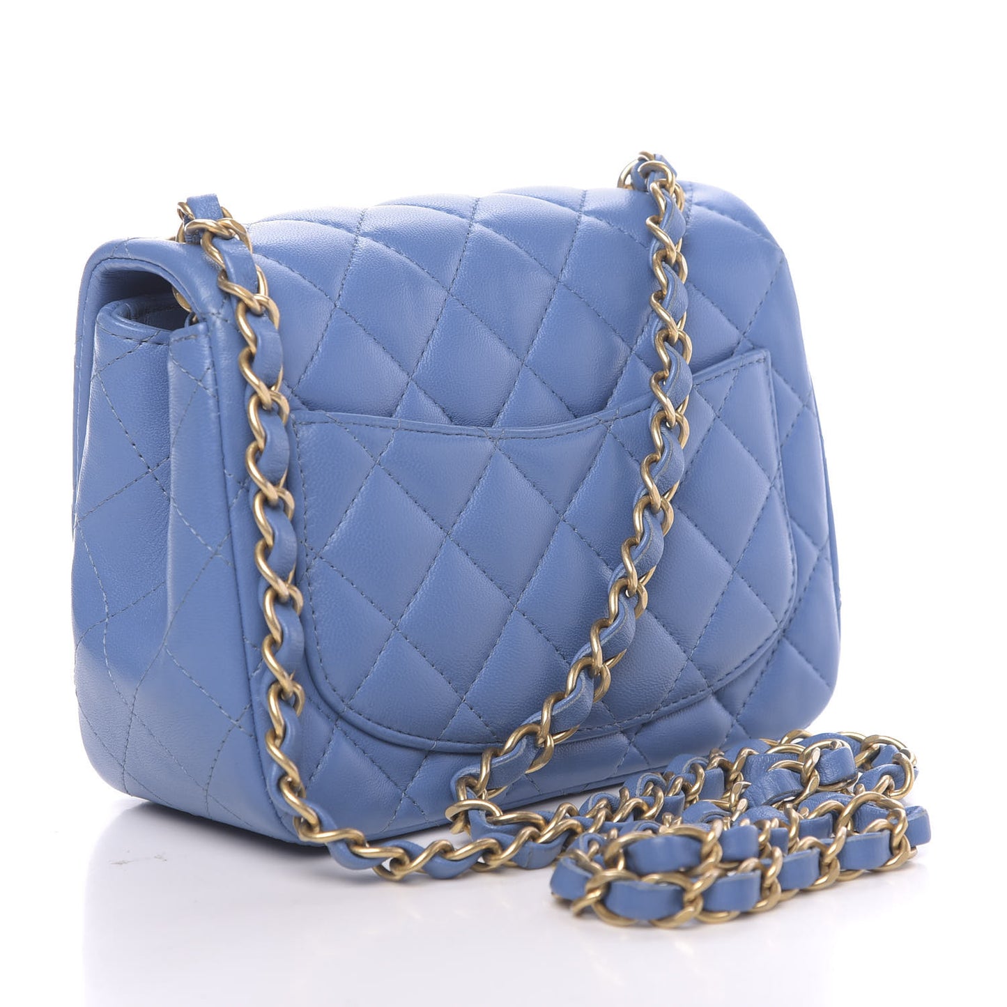 Lambskin Quilted Mini Square Flap Blue