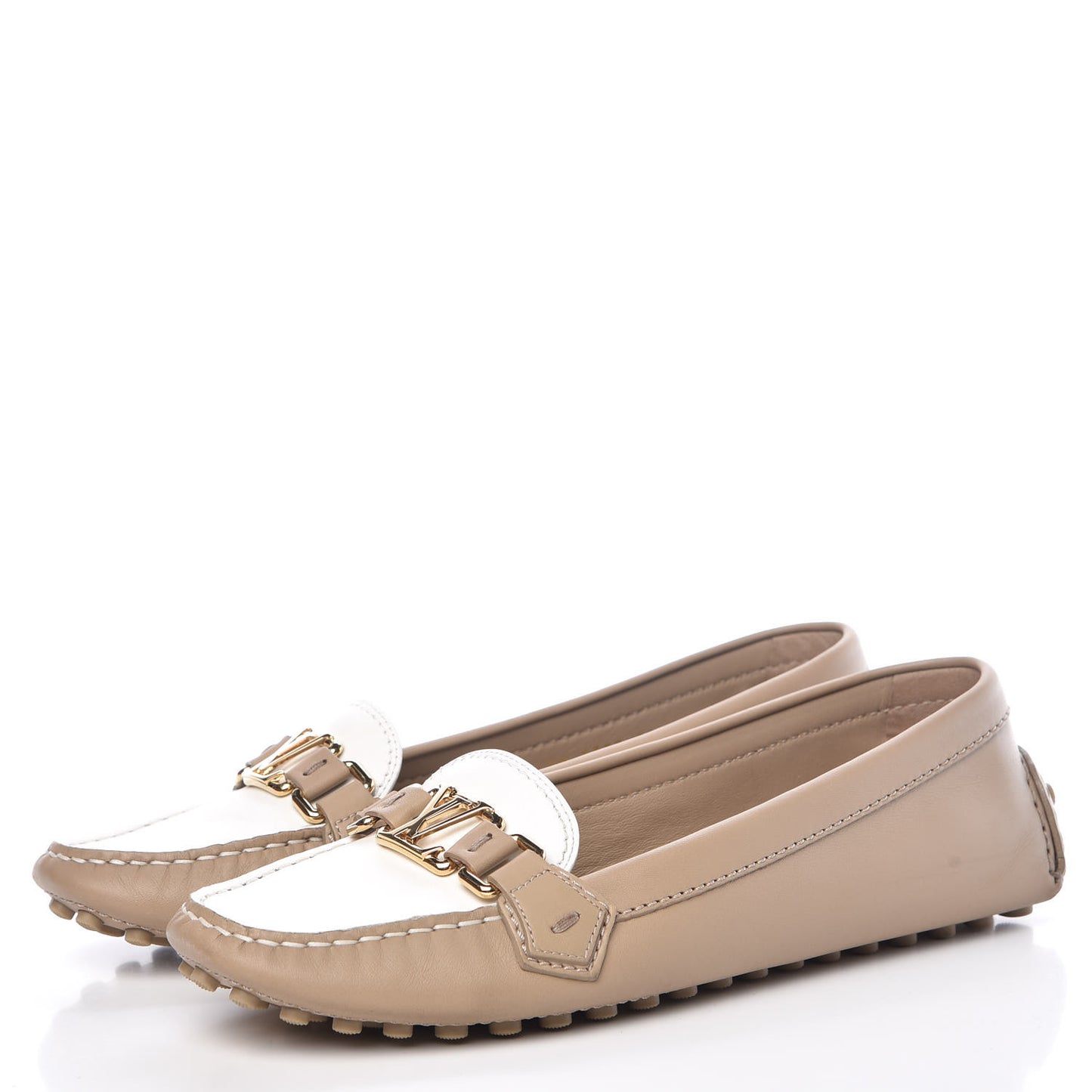 Calfskin Loafers 41 Beige White