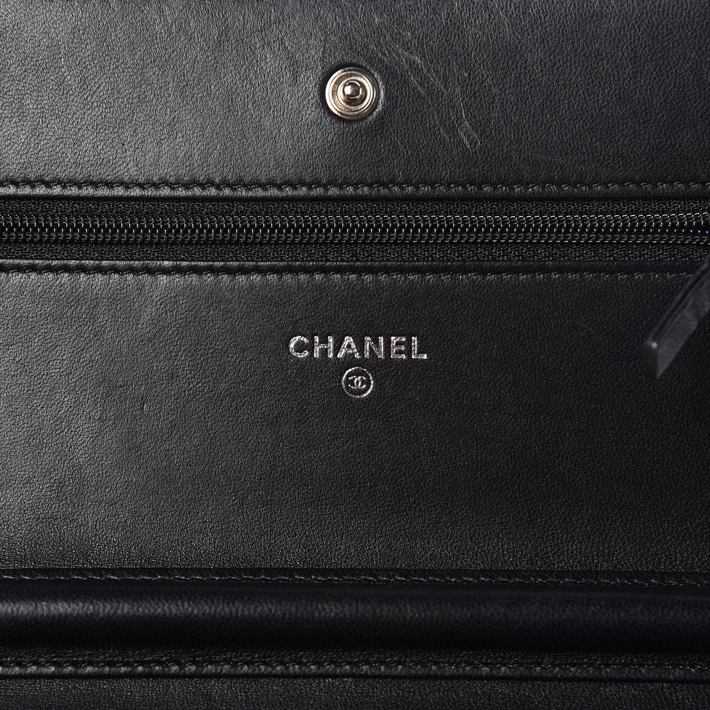 Lambskin Chevron Quilted Wallet On Chain WOC So Black